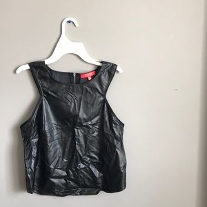 Vegan Black Leather Crop Top